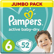 Подгузники Pampers Active Baby-Dry 6 Extra Large (13-18 кг) 52 шт 1/2