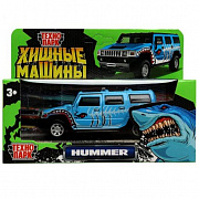 Машина металл HUMMER H2 ХИЩНИКИ 12 см, двери, багаж, инерц, голубой, кор. Технопарк 340964