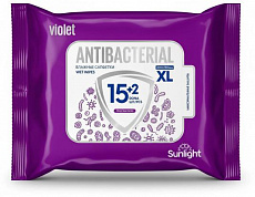 Влажные салфетки SUNLIGHT 17шт L Antibacterial Violet (кирпичик с клапаном)/40 Оливия