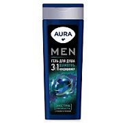 Гель для душа AURA Men 3в1 Экстра Свежесть флакон/флиптоп 380мл 1/8