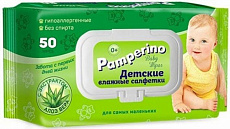 Влажные салфетки Pamperino №50 детские с пластиковым клапаном 1/32