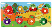 Деревянная игрушка. Рамка-вкладыш  "Фрукты-2" (30x15x0,5 см) (арт.ИД-0185)/Рыжий кот