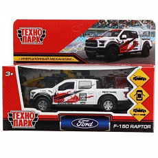 Машина металл FORD F150 RAPTOR СПОРТ 12 см, двери, багаж, инерц, белый, кор. Технопарк 326504