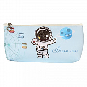Пенал-косметичка"Космонавт" кожзам, 20*9см ,3 цвета микс, в инд.пакете, C-40653