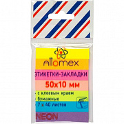 Набор самоклеящихся этикеток-закладок "Attomex" бумажные 50x10 мм, 7x40 листов, офсет 75 г/м², 7 нео