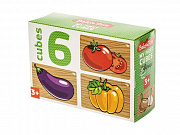 Кубики 6 шт "Овощи" (без обклейки) 6 шт Baby Toys арт.03545