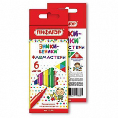 Фломастеры  6 цв. ПИФАГОР "ЭНИКИ-БЕНИКИ", 6 цветов, вентилируемый колпачок, 151400/Россия