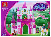 Конструктор пластмассовый Sluban "Розовая мечта: Спасение принцессы" (трехэтажный замок, мебель)508д