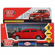 Машина металл KIA RIO длина 12 см, двери, багаж, инерц, красный, кор. Технопарк 273048
