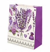 Dream cards Пакет подар. с мат. лам. и глит. 31*42*12 см р-р(XL),Сиреневые цветы, 210 г ППК-3566