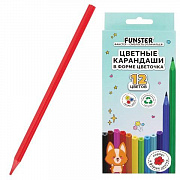 Карандаши цветные FUNSTER (ФАНСТЕР), 12 цветов, фигурный корпус в форме цветка, 182069