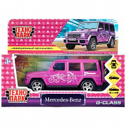 306253 Машина металл MERCEDES-BENZ G-CLASS 12 см, двери, багаж, инерц, фиолет, кор. Технопарк в кор.