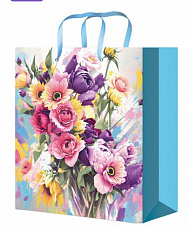 Optima Пакет подарочный с глянцевой ламинацией 22x31x10 см (ML) Нарисованные цветы, 128 г ППК-4419