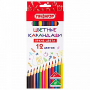 Карандаши цветные ПИФАГОР ЭКО "КЛАССИК", 12 цветов, шестигранные, 182048/Россия