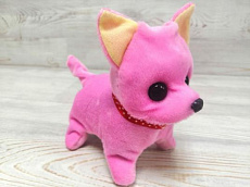 Игрушка изображающая животное (собака) розовая, ходит, лает, т.м.HUADA TOYS, арт.25-507