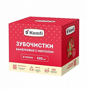 Зубочистки бамбуковые в инд. полипропиленовой упаковке, мятные,  500 шт, в коробке, Komfi/