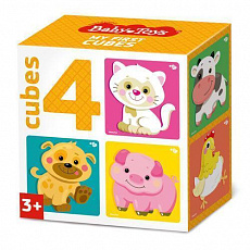 Кубики 4 шт "Домашние животные" (без обклейки) 4 шт BABY TOYS арт.03541